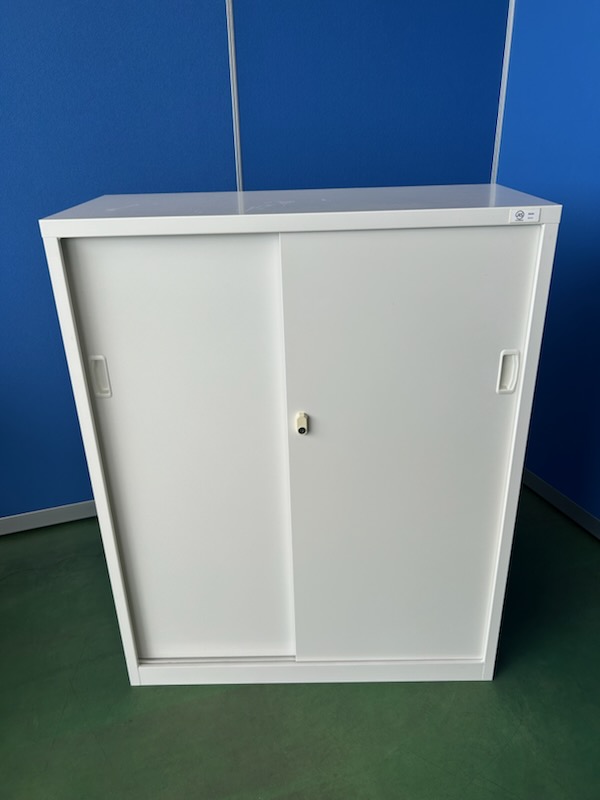 生興　スチール引き戸書庫　ALZ　ホワイト　W880×D380×H1110　オフィスキャビネット［441］