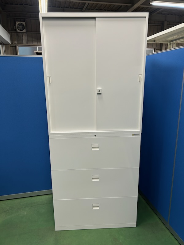 オカムラ　レクトライン　デュオライン　ネオホワイト　W900×D450×H2150　オフィスキャビネット　上下セット［454］